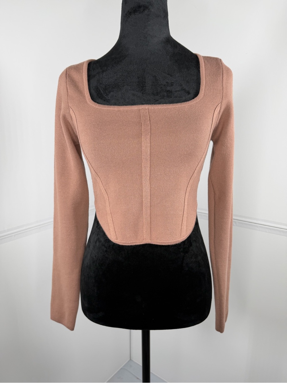 Altar'd State Square Neck Ribbed Knit Corset Crop Top Size Small